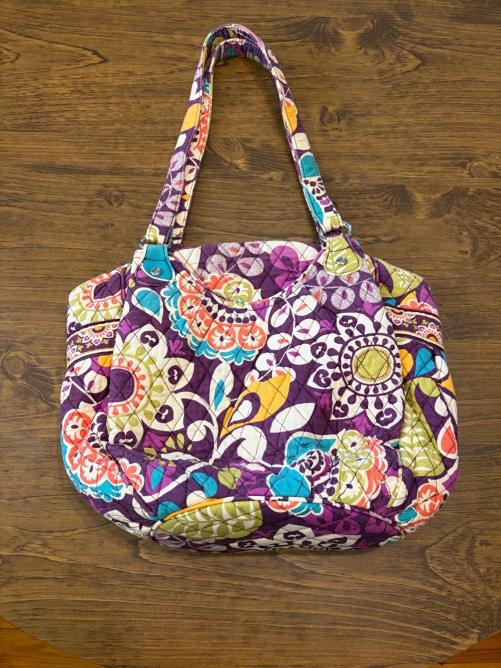Vera Bradley Plum Crazy Clare Shoulder Bag Purple Floral Quilted Retired EUC